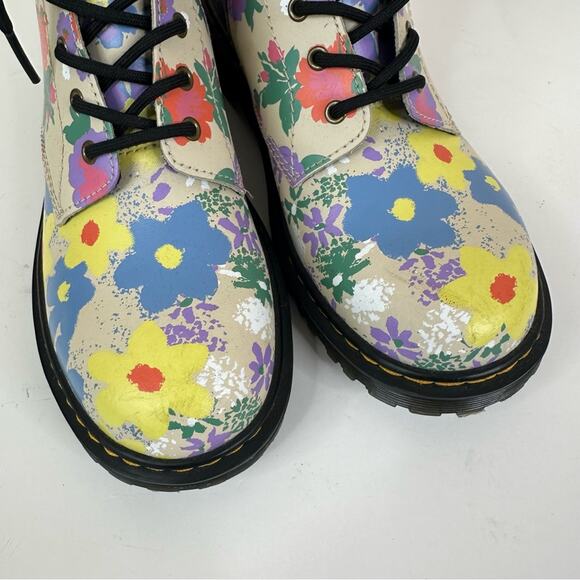 Dr. Martens Boots Womens 6 Floral Print Lace Up 1460 Y Multicolor Docs - Picture 8 of 10